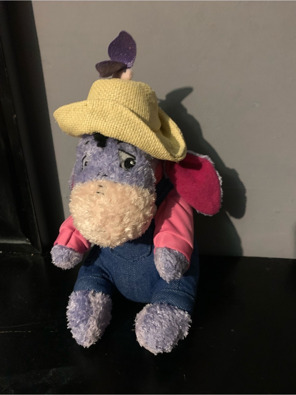 Disney Store Exclusive Garden Party Eeyore Plush Farmer Overalls Hat 8"